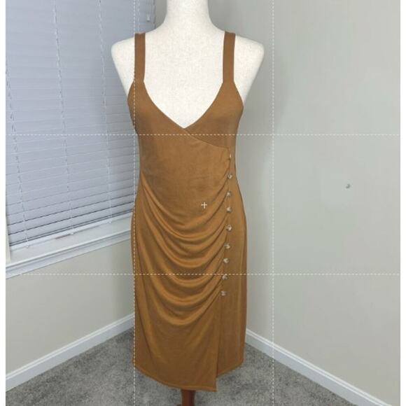 Heartloom Size Medium Fully Lined Midi Summer Dress Chesnut Color Buttons - Picture 1 of 4